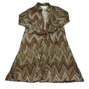 S Twelve Dress Womens Brown Long Sleeve Collared Tie Front Casual Outwear USA